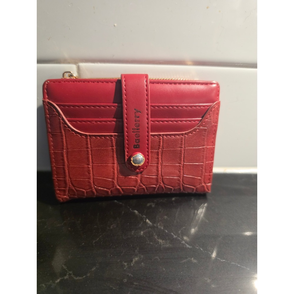 Baellerry Red Faux Crocodile Mini Bifold Wallet Pouch - EUC